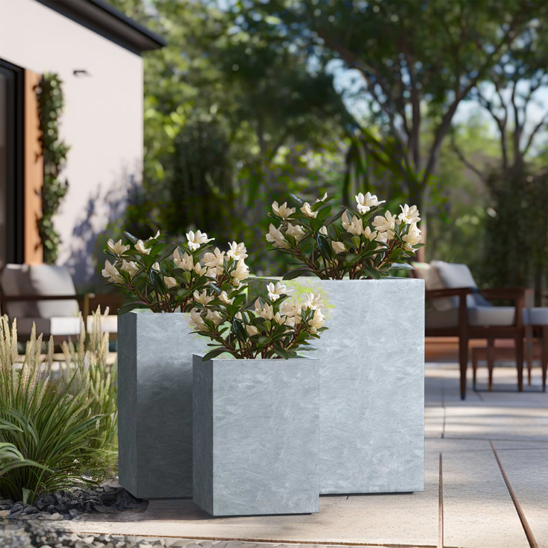 Ineshia Handmade Planter Box, Soft Slate