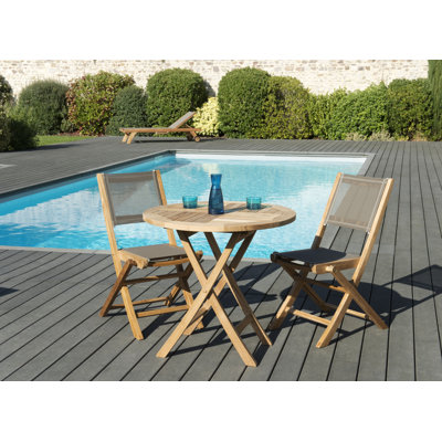 Woehler 2 - Person Teak Wood Patio Dining Set with Round Table