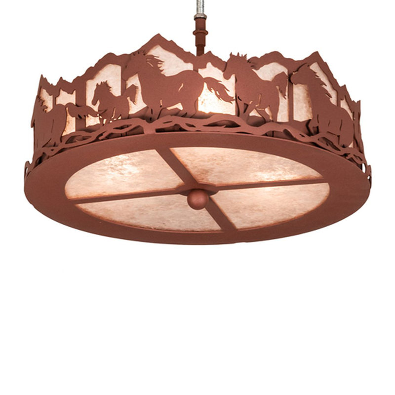 Ensemble de ventilateur de plafond 16 po à 3 lumières avec branches rouillées