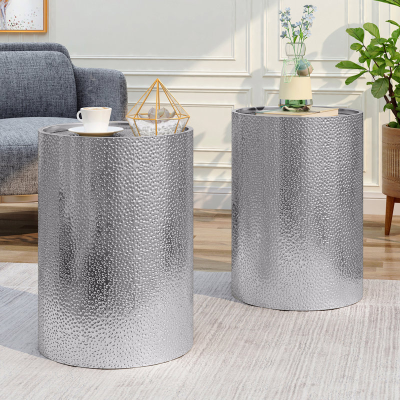 Table d'appoint en métal, Argent argent