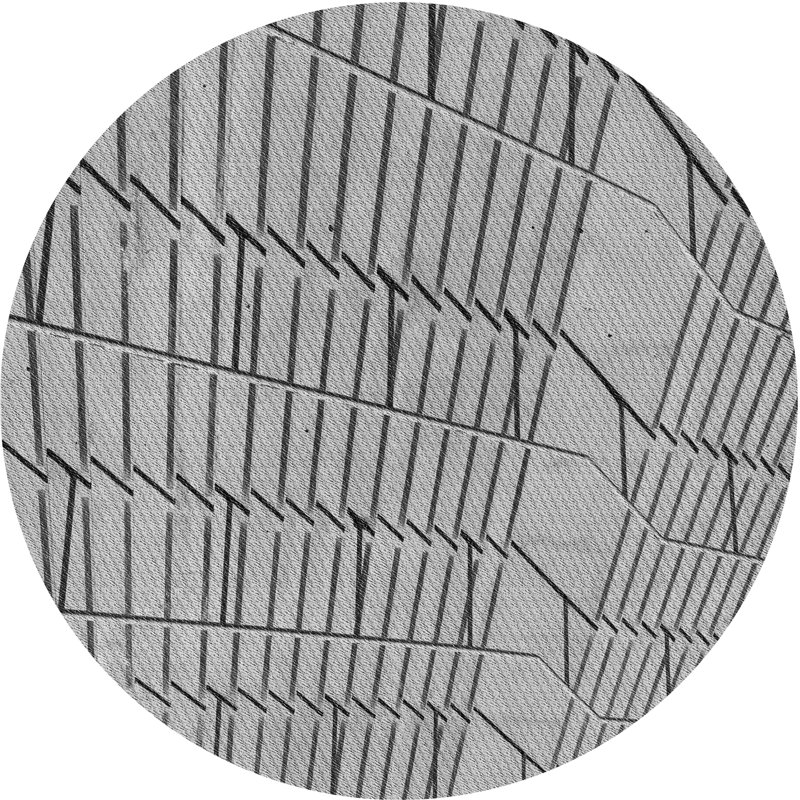 Tapis zone grise à motifs, Rond 5 pi