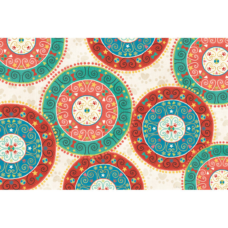 «Otomi Dogs VI» encadré par Véronique Charron, Non, H 12 po x l 18 po, Toile avec cadre érable