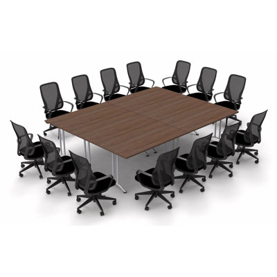 Albin 14 Person Conference Meeting Tables with 14 Chairs Complete Set by The Twillery Co.