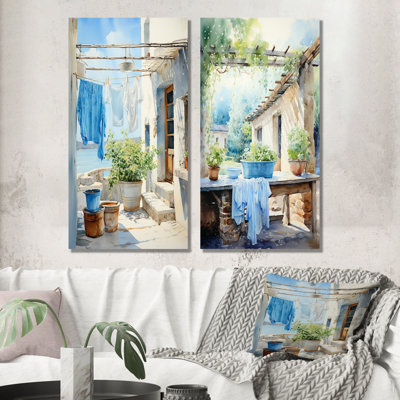 Ensemble de 2 toiles en Wash Wash Blues In Provence II