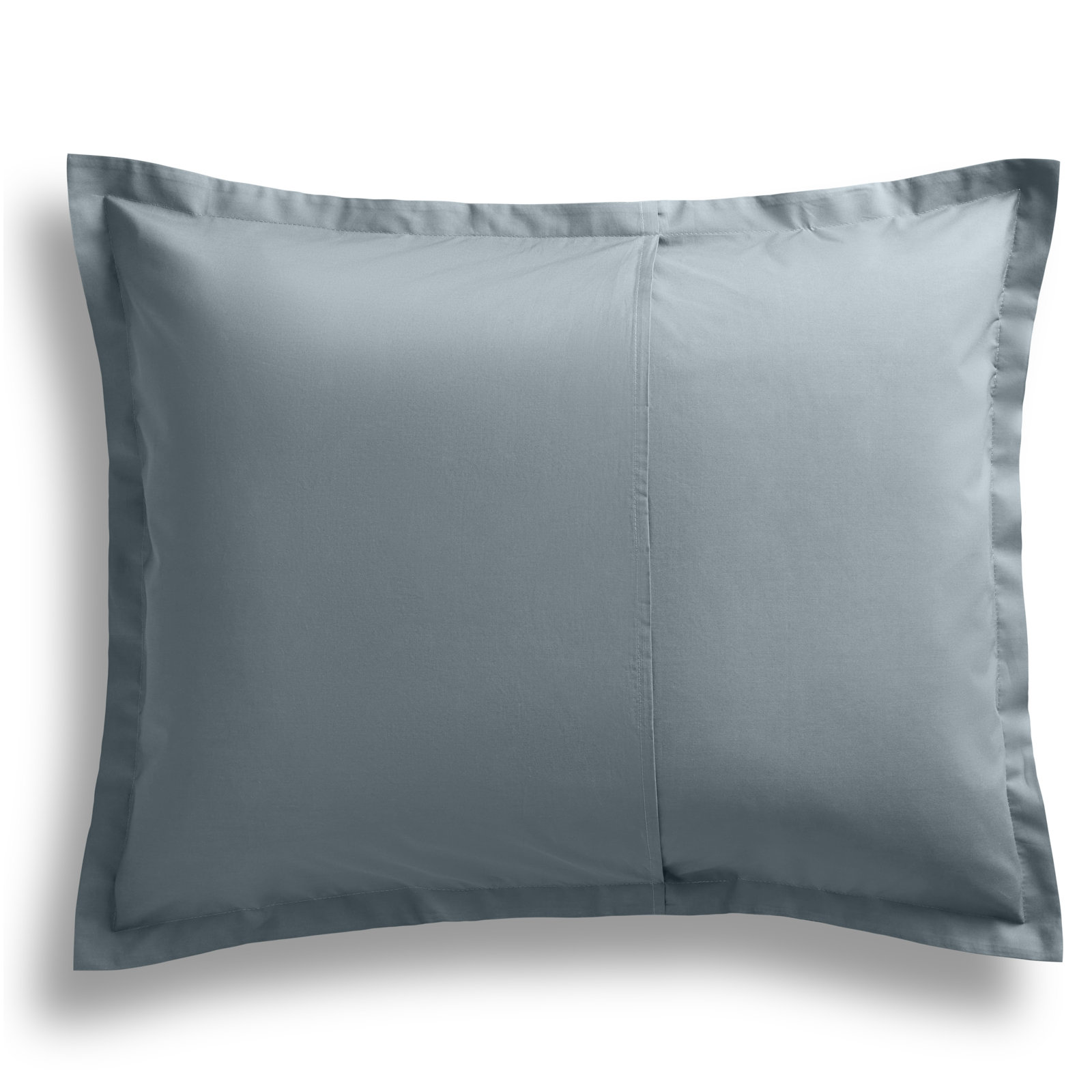 Egyptian Cotton Percale Duvet Cover Set, Queen Duvet Cover + 2 Queen Shams, Gray Blue