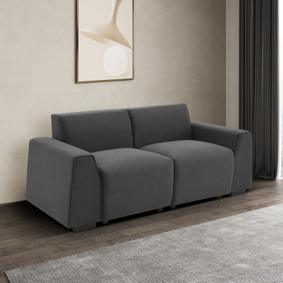 71" Modern Linen Fabric Straight Sofa with Wide Armrests, Loveseat