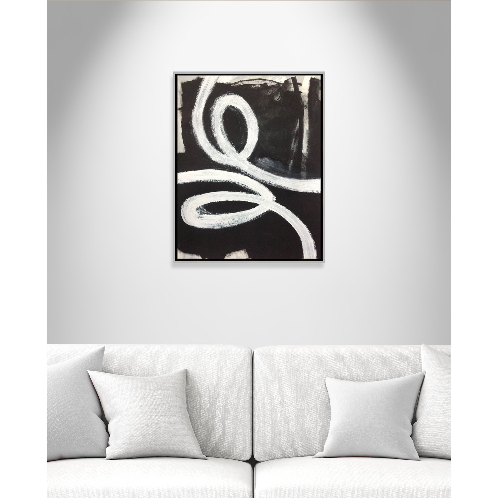 Ansonia Swirly Swirls I by , Silver Floater Framed, 29.5" H x 23.5" W x 2" D, No
