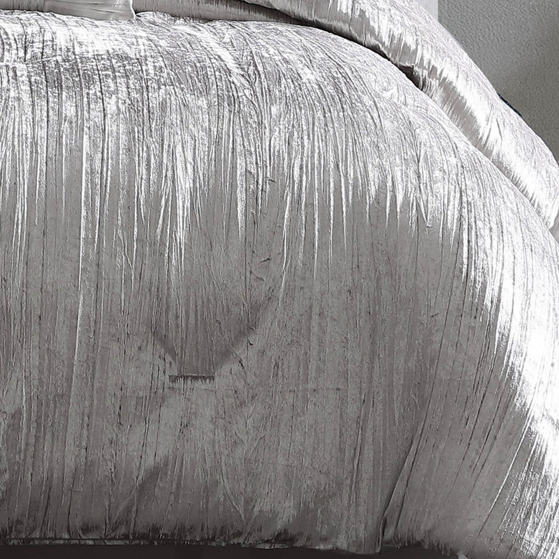 Turin Reversible Comforter Set, King Comforter + 6 Additional Pieces, Silver