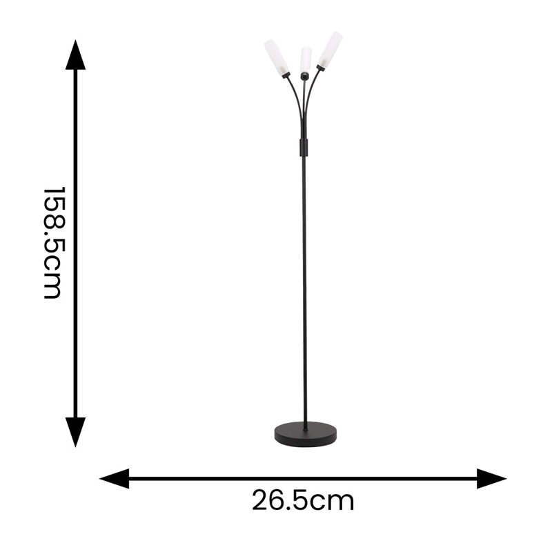 Abrianne 158.5cm Traditional Floor Lamp, No, Matte Black