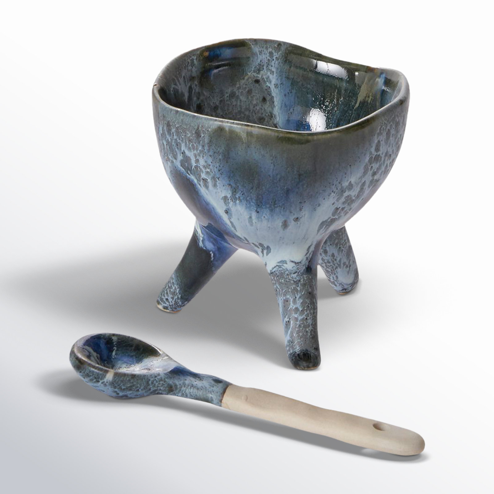 Yalina Ceramic Salt Cellar, 2.75" H x 3" W x 3" D