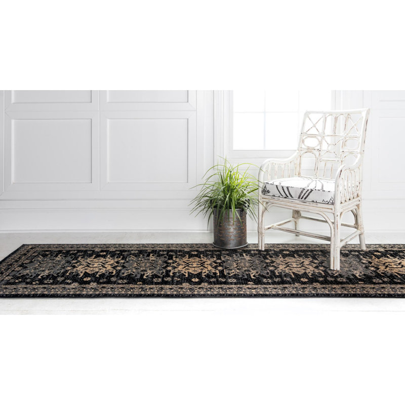 Tapis noir Eesi Southwestern, Tapis de couloir 2 pi 11 po x 16 pi 5 po