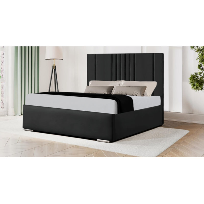Aishia Upholstered Bed, Black, Single (3')