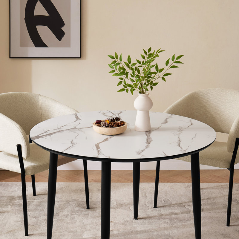 Round Dining Table with Steel Base