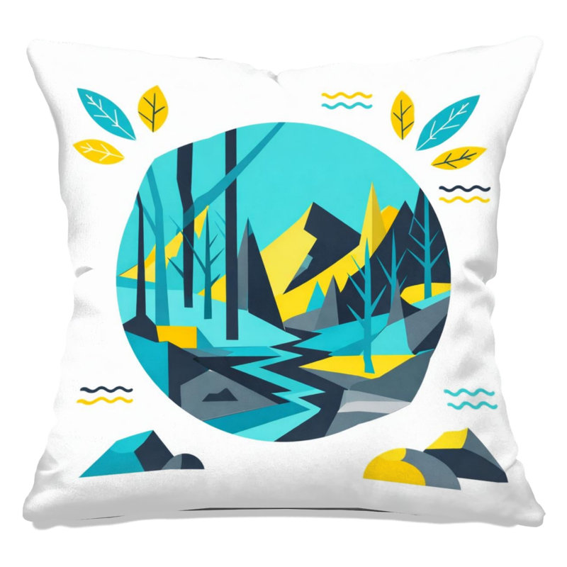 Coussins décoratifs géométriques, 14 X 14 pouces, Turquoise vif et jaune vif