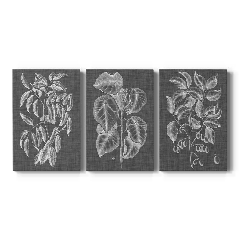 Graphic Foliage III - Toile tendue avec châssis sur mesure - 3 pièces, H 12 po x l 24 po