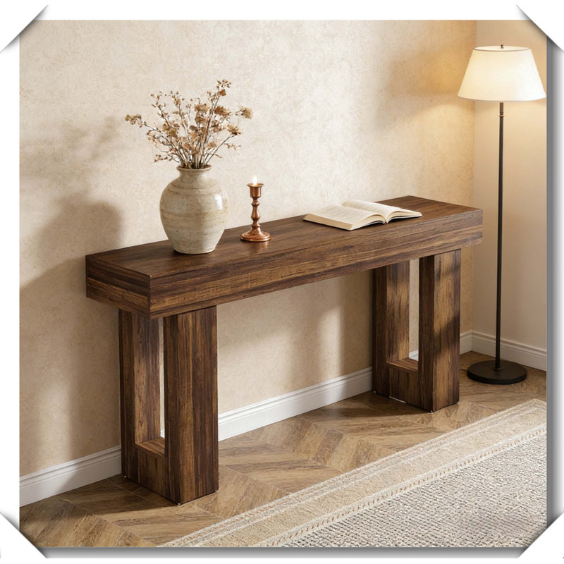 Wooden Console Table Rustic Versatile Home Adaptability, Natural