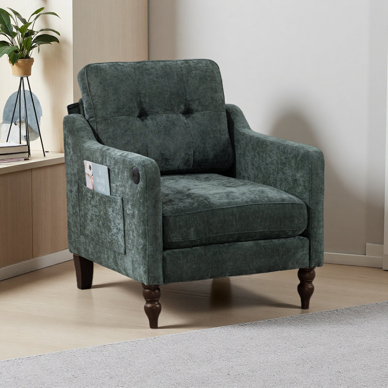 Chaise en chenille Accent Comfy, Vert foncé