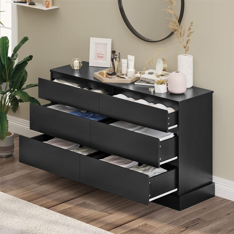 Airess 15.7'' W 6 - Drawer Dresser, Black