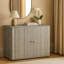 Armoire de rangement 39 po, 2 portes, corps en rotin gris
