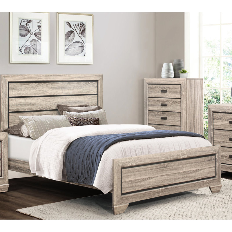 Lit pour grand lit au fini bois naturel, lit Elegance foncé avec finition, transformant votre chambre en refuge