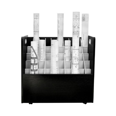 50-Compartment Mobile Wood Roll File Storage Organizer