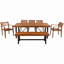 Ensemble repas d'extérieur en bois pour 7 à 8 personnes, meubles de salle à manger d'extérieur avec coussins amovibles, chaises et banc ergonomiques, table plus épaisse