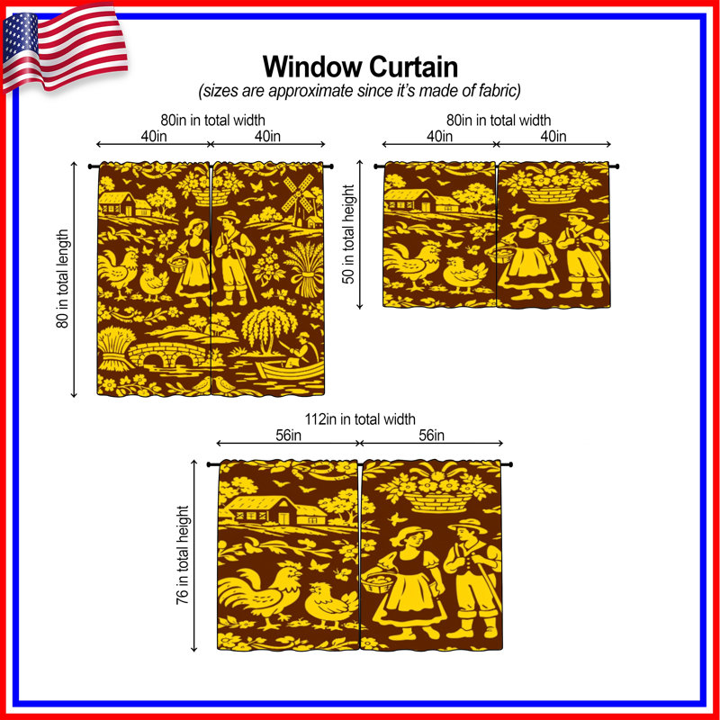 2 panneaux de rideau obscurcissant Folk Art, 112in x 76in - 2 panels, Sheer