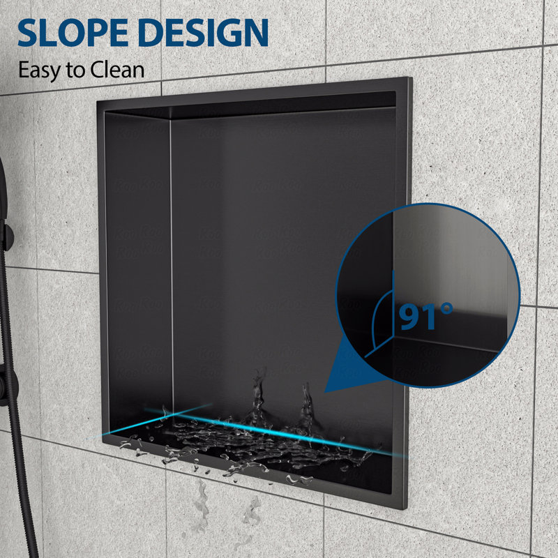 Niche de douche en acier inoxydable 15 po x 15 po, noir bronze, H 3,94 po x l 15 po x P 15 po, Bronze industriel-noir