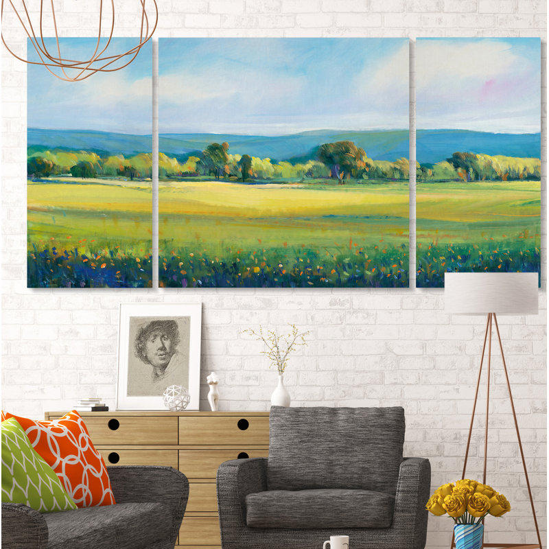 Reproduction d’art sur toile tendue en plusieurs morceaux, « partiellement nuageux », H 32 po x l 64 po x P 1,5 po