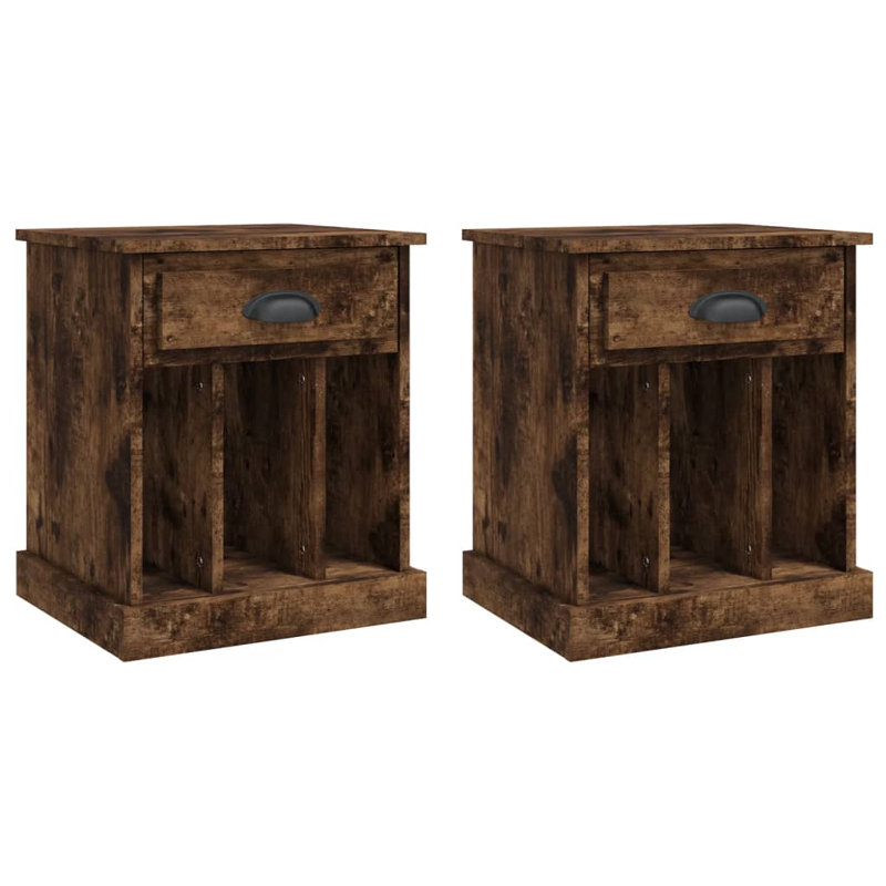 Pilot 1 Drawer Bedside Table, Set of 2, Smoked Oak