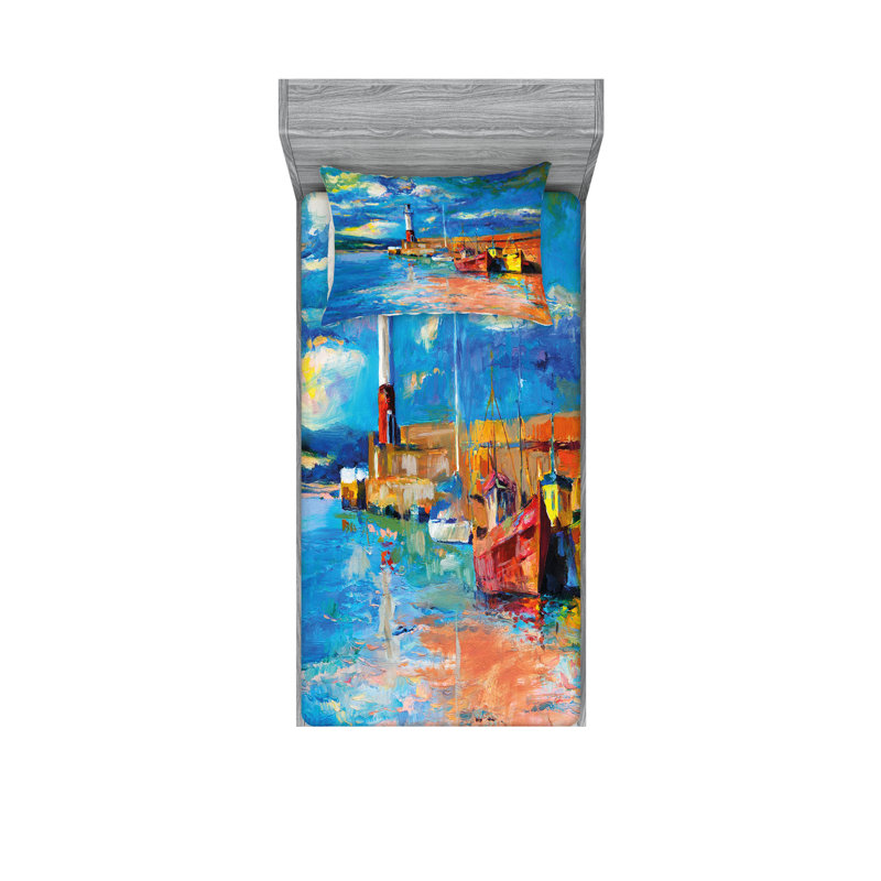 Multicolore drap-housse et coussin décoratif Ambesonne, Twin Extra Long Sheet Set + 3 Additional Pieces