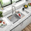 Lavabo encastré en composite blanc 30 x 22 po avec rainures de drainage, quartz de qualité professionnelle