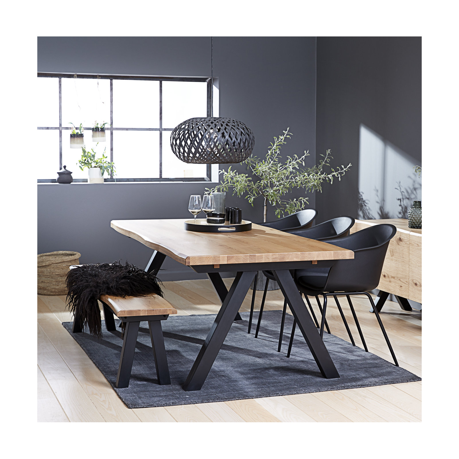 Sten 83" Wood Farmhouse Dining Table