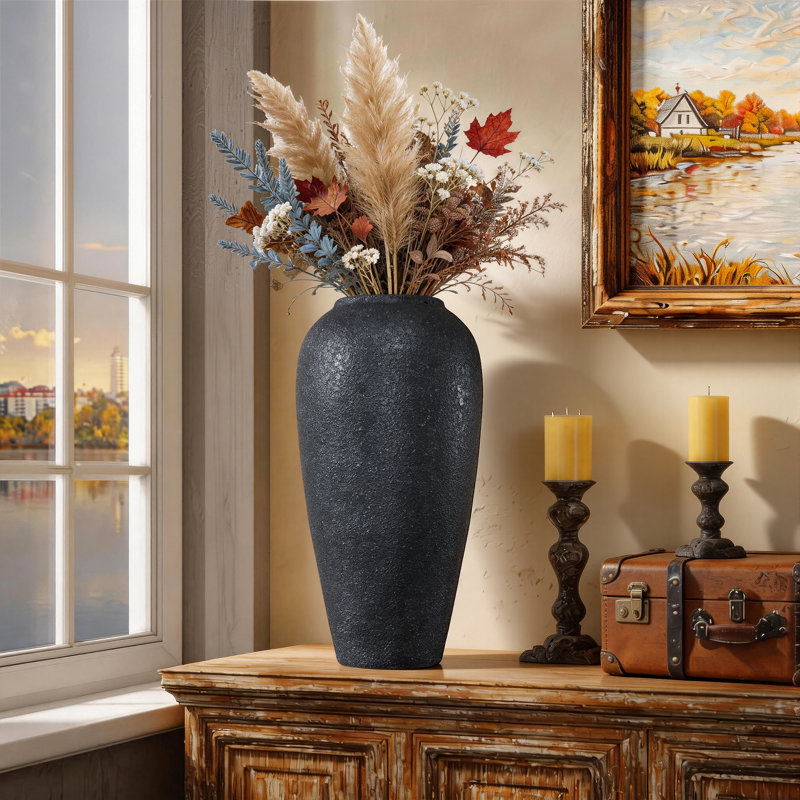 Handmade Ceramic Table Vase, Granular Texture & Matte Finish Ceramic Vase with Mottled Glaze, Simple Natural Texture & Minimalist Style Decor Piece