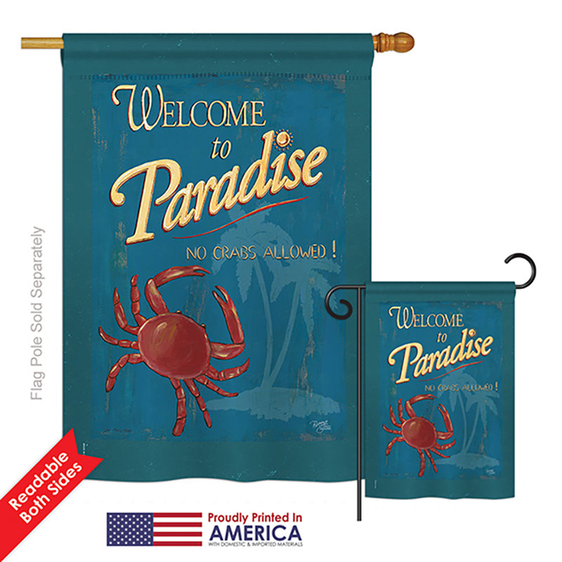 Aucun crabes n’a permis une maison verticale décorative à impressions nautiques à 2 côtés avec drapeau en polyester à 2 pièces
