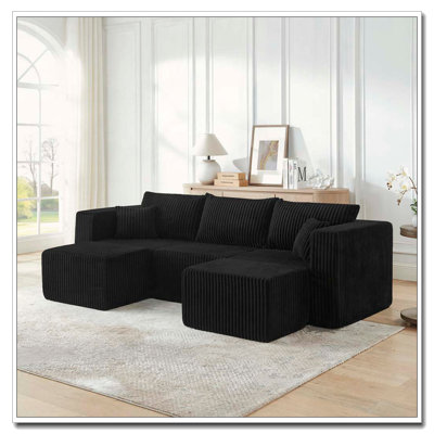 Canapé modulaire compressé en velours côtelé de style minimaliste moderne