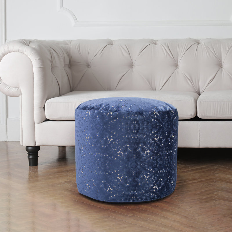 Pouf rond de 22 po de largeur, Bleu
