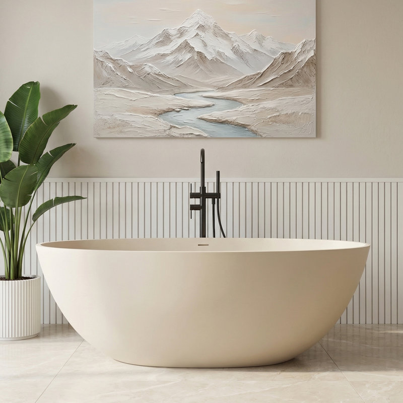 Baignoire de trempage autoportante Bisque, L 67 po x l 30,71 po x H 22,05 po