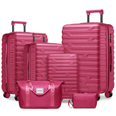 Ensemble de 6 valises avec sacs de voyage, valises rigides extensibles avec roulettes à verrou TSA