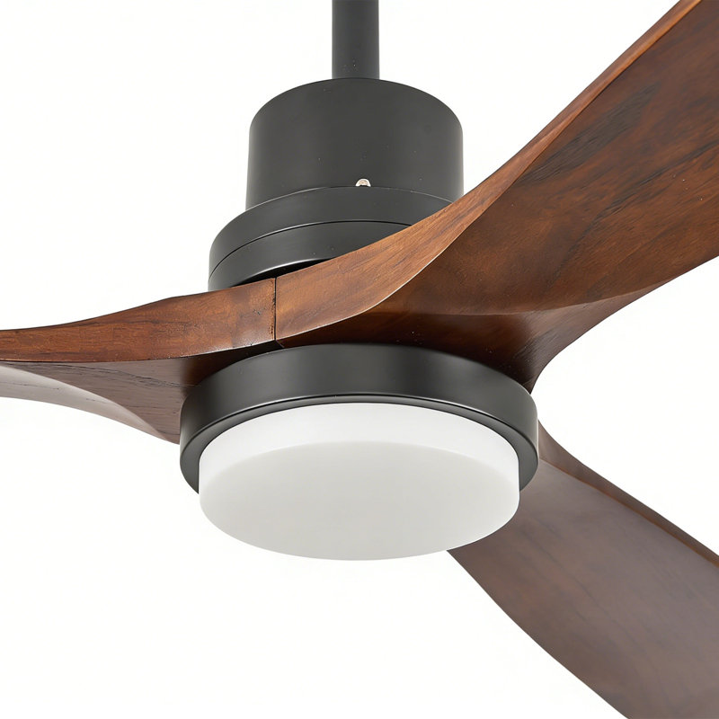 Ventilateur de plafond en bois naturel de 60 po avec lumière DEL et télécommande incluse, 60 po de largeur