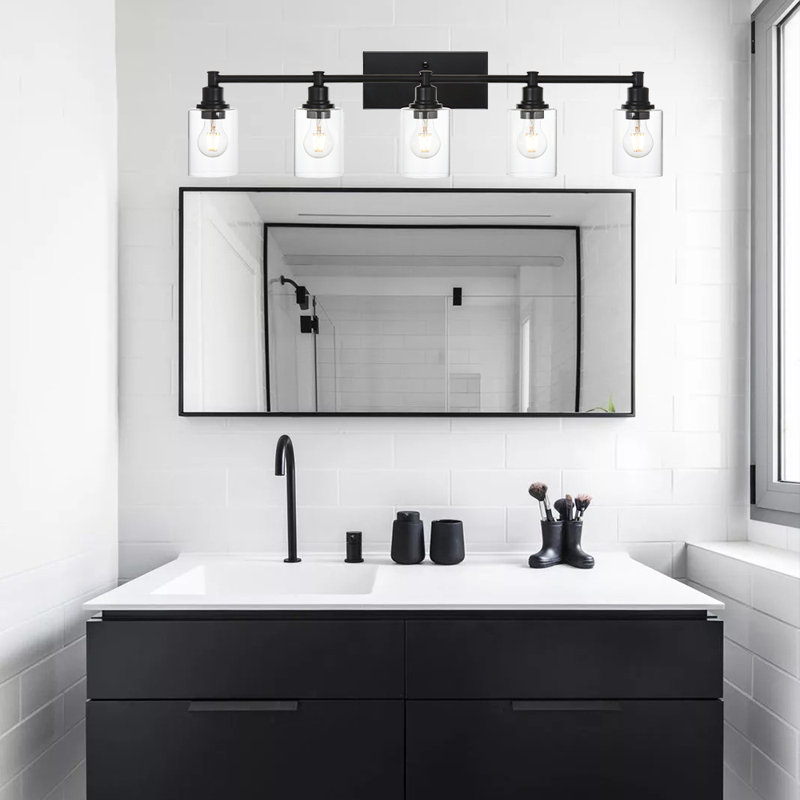 Éclairage de salle de bain à intensité variable 5 lumières Fayean, Noir mat