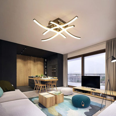 LED Ceiling Lights, Modern Dimmable Light with Remote Control, Elegant Curved Design Chandelier 