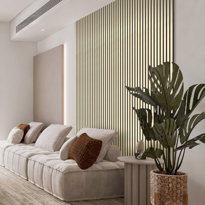 92.5"X8.1" Acoustic Wood Panels For Wall, Decorative Slat Wall Paneling For Modern Decor Home Office, 4 Pack
