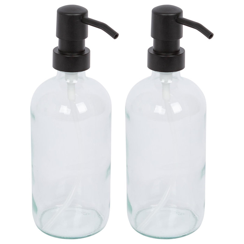 2x Glass Soap Dispensers - 500ml, Clear