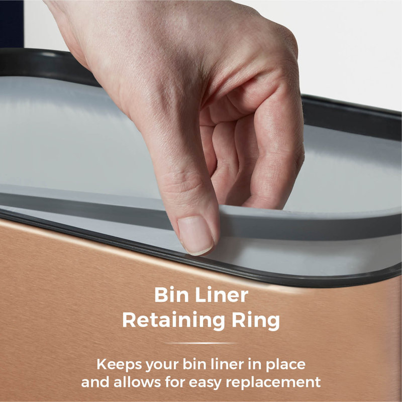 Tower Square Sensor Bin with Fingerprint Proof Coated Exterior, Large 75L, Copper