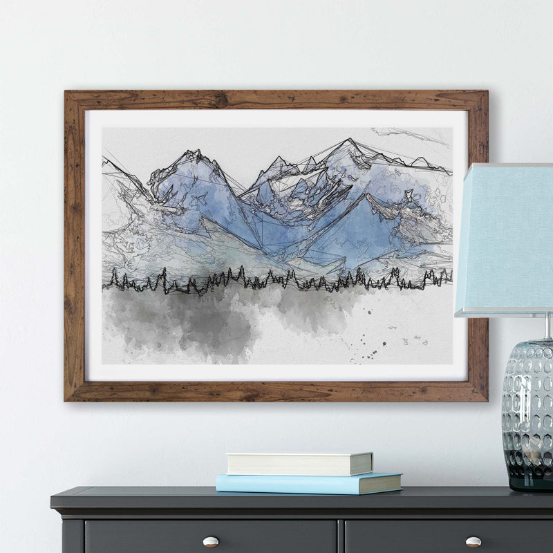 Rocky Mountains in Alaska - Framed Print, 45cm H x 63cm W x 2cm D, Walnut