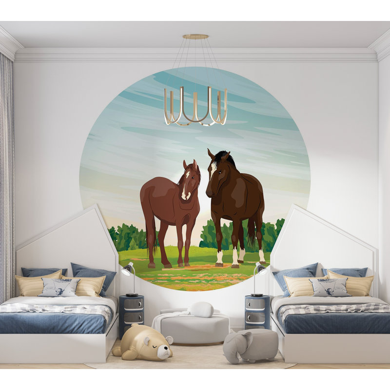 Murale pelez et collez de qualité supérieure - Chevaux dans la nature, L 108 po x l 150 po