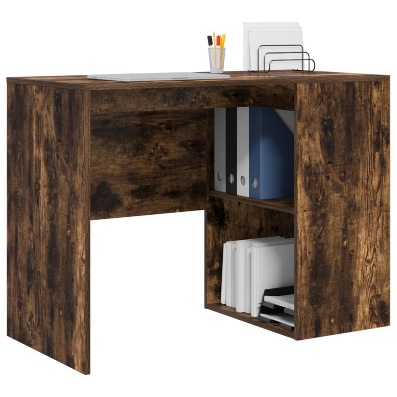 Writing Desk Engineered Wood Medium Writing Desk, Smoked Oak