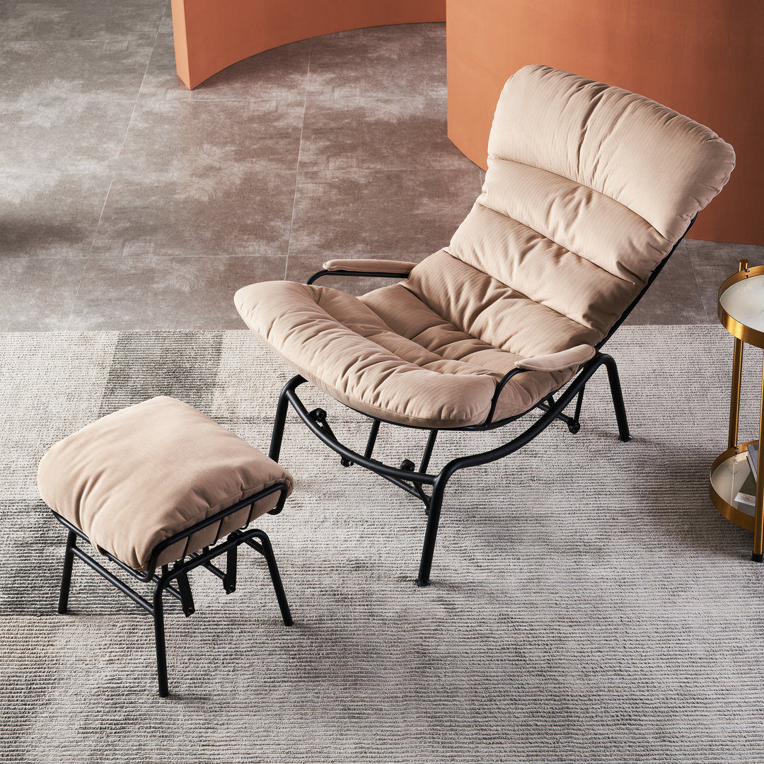 Brevick Upholstered Accent Chair with Ottoman Wade Logan® Fabric OR Leather 