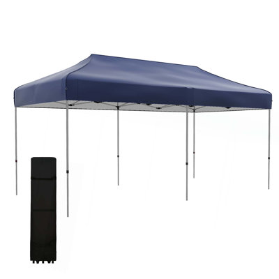 Tente à auvent escamotable 10 pi x 20 pi Outsunny, abri soleil instantané avec hauteur réglable à 3 niveaux, tente d'extérieur facile à monter pour les fêtes avec sac de transport à roulettes pour le jardin, le patio